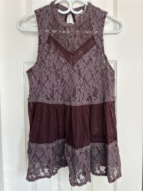Free People Mauve Lace Peplum Camisole